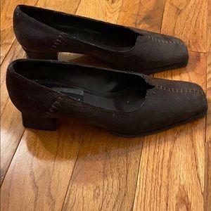 Vaneli Dark Brown Square Toe Shimmer Heels